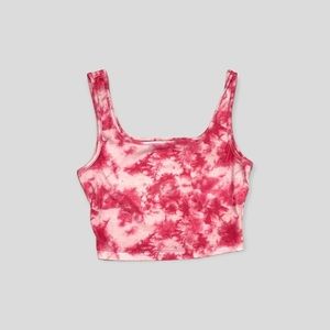 SHEIN PINK & WHITE RIBBED TIE DYE TANK TOP